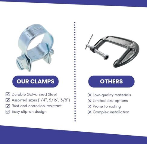 30pcs -1/4" 5/16" 3/8" Fuel Injection Gas Line Hose Clamps Clip - Pipe Clamp Assortment Kit - Perfect for Automotive, Agriculture, Plant & Construction - Mini Hose Clamp - BEAU-5043 in Kuwait