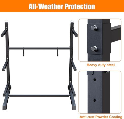 Outdoor Freestanding Kayak Rack, Heavy Duty Kayak Stand for 3 Kayaks, Canoe, Surfboard, Paddle Board Storage, Hold up to 600lbs, Black in Kuwait