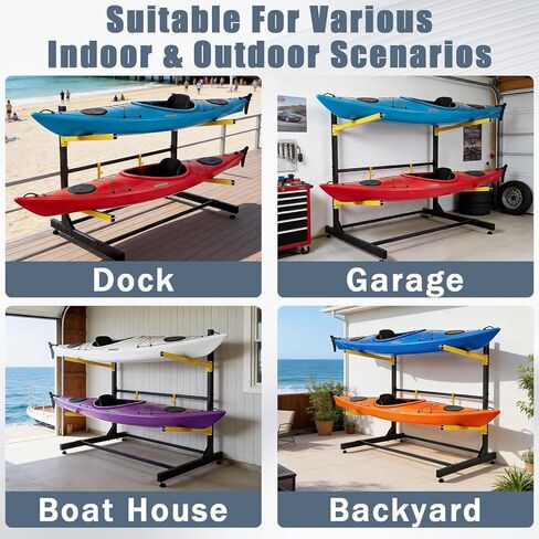 Kayak Storage Rack, Freestanding Kayak Racks for Garage, Heavy Duty Adjustable Kayak Stand Indoor Outdoor Storage Rack for Kayaks, Canoes, Surfboard & Paddleboard in Saudi Arabia