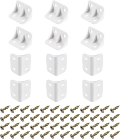uxcell 30Pcs 90 Degree Plastic Corner Braces, 23x35.5x23mm Nylon Shelf Right Angle Brackets with Screws for Cabinets, Cupboards (White) in Kuwait