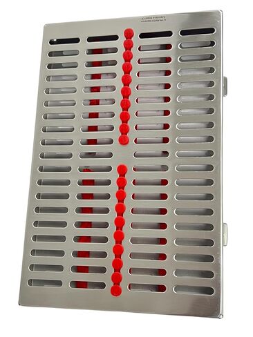 Large Sterilization Cassette for 20 Instruments, Size 11" x 7" x 1.25", & 20 Slot Red Silicone Inserts - German Stainless Steel in Saudi Arabia