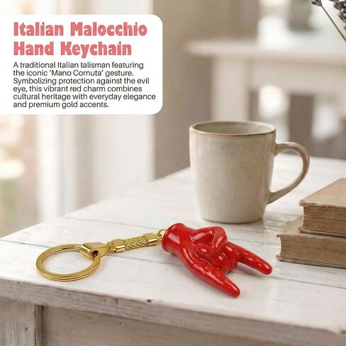 سلسلة مفاتيح Malocchio Charm - عين الشر الإيطالية - حمراء مع سلسلة شريط ذهبي - مجموعة إيطاليا من حلقات المفاتيح in Kuwait