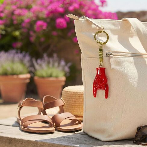 سلسلة مفاتيح Malocchio Charm - عين الشر الإيطالية - حمراء مع سلسلة شريط ذهبي - مجموعة إيطاليا من حلقات المفاتيح in Kuwait