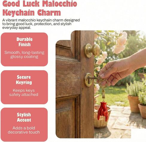 سلسلة مفاتيح Malocchio Charm - عين الشر الإيطالية - حمراء مع سلسلة شريط ذهبي - مجموعة إيطاليا من حلقات المفاتيح in Kuwait