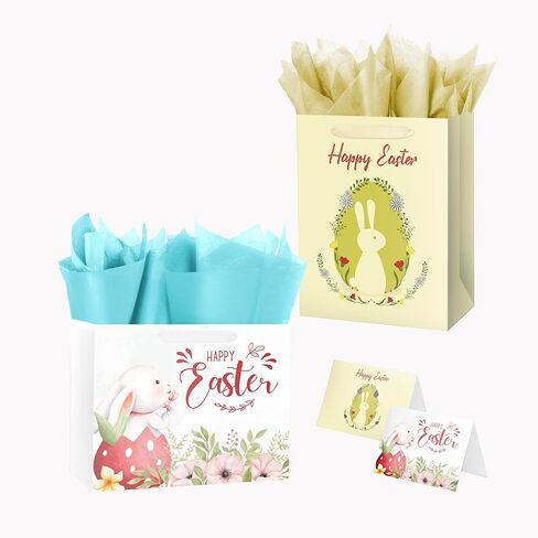 Lyforpyton 2 Pack Easter Gift Vals With With Paper and Card 12.6 "BLOIN and Yellow Hights For Easter in Kuwait