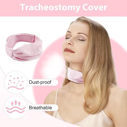 قطعتان من أغطية القصبة الهوائية لغطاء ورم القصبة الهوائية للرقبة قابل للتنفس ومقاوم للغبار وواقي القصبة الهوائية للرقبة ومستلزمات القصبة الهوائية القابلة لإعادة الاستخدام ومجموعات العناية بفتحة القصبة الهوائية للرجال والنساء (وردي، M) in Kuwait
