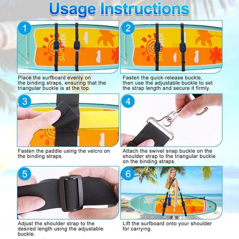 CHERAINTI Paddle Board Carrying Strap, Adjustable Carry Strap with Padded Shoulder Sling, Hands-Free Paddle Board Accessories in Kuwait