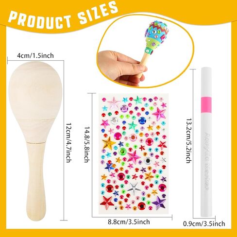30 Pcs DIY Wooden Maracas Mini Wood Maracas Unfinished Maracas Bulk with 24 Markers 5 Stickers for Mexican Party Favors Cinco De Mayo Party Supplies in Saudi Arabia