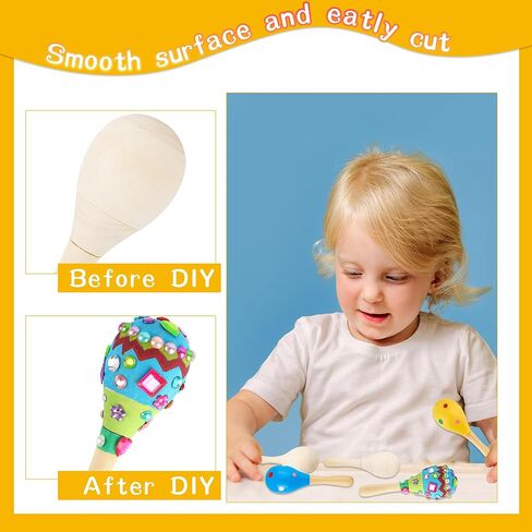 30 Pcs DIY Wooden Maracas Mini Wood Maracas Unfinished Maracas Bulk with 24 Markers 5 Stickers for Mexican Party Favors Cinco De Mayo Party Supplies in Saudi Arabia