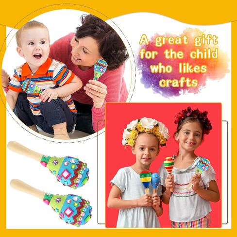 30 Pcs DIY Wooden Maracas Mini Wood Maracas Unfinished Maracas Bulk with 24 Markers 5 Stickers for Mexican Party Favors Cinco De Mayo Party Supplies in Saudi Arabia