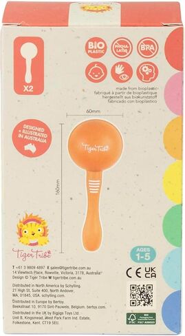 Tiger Tribe Maracas Set: 2-Piece Eco-Friendly Bioplastic Musical Instruments for Toddlers, Durable & Safe for Creative Play in Saudi Arabia