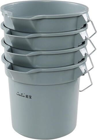 14 Quart Round Water Bucket with Grip Handle, 4 Pack Plastic Commercial Cleaning Pail, Grey in Kuwait