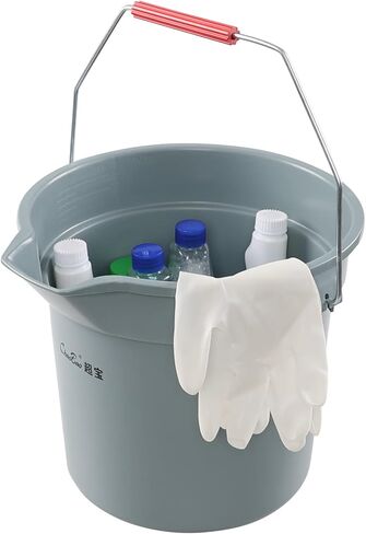 14 Quart Round Water Bucket with Grip Handle, 4 Pack Plastic Commercial Cleaning Pail, Grey in Kuwait