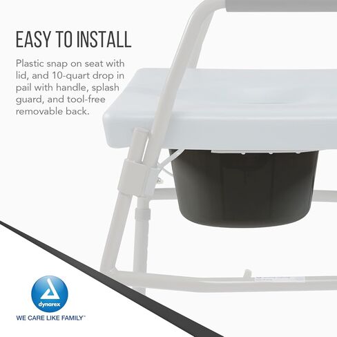 Dynarex Bariatric Bedside Commode Bucket, Splash Guard and Lid Only, 10 qt, 7.89 x 11.82 x 11.82(in), Compatible with Dynarex Bariatric Commode 10375 in Saudi Arabia