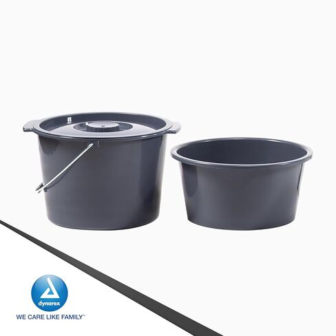 Dynarex Bariatric Bedside Commode Bucket, Splash Guard and Lid Only, 10 qt, 7.89 x 11.82 x 11.82(in), Compatible with Dynarex Bariatric Commode 10375 in Saudi Arabia