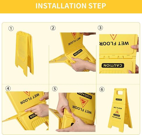 عربة تنظيف تجارية على عجلات، دلو ممسحة مستطيل لتنظيف الأرضيات مع مجموعة عصارة ضغط قوية للأسفل، 38 لتر، أصفر، أضف ممسحة شديدة التحمل وعلامة تحذير للأرضيات المبللة (24 بوصة) in Kuwait