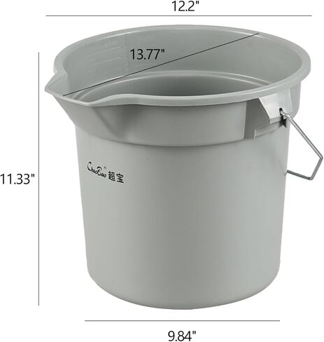 دلو تنظيف بلاستيكي دائري سعة 14 كوارت / 3.5 جالون بمقبض، تجاري، شديد التحمل، رمادي، 4 عبوات in Kuwait