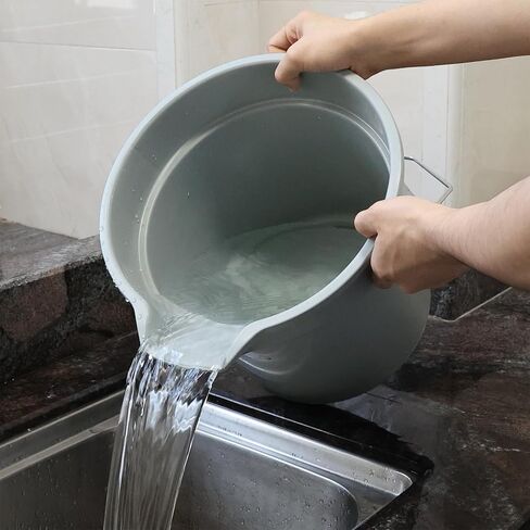 دلو تنظيف بلاستيكي دائري سعة 14 كوارت / 3.5 جالون بمقبض، تجاري، شديد التحمل، رمادي، 4 عبوات in Kuwait