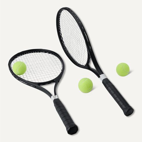 Amazon Basics Lightweight Durable Tennis Racket Set with Comfortable Grip, 27-inch Adult, Set of 2 with 3 Balls and 2 Overgrips in Saudi Arabia