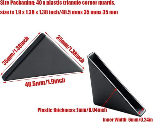 40 قطعة واقي زاوية مثلث أسود 0.24 × 1.38 بوصة واقيات أرفف الطاولة على شكل واقي زاوية زجاجي بلاستيكي للزجاج والخشب والسيراميك والمرآة والبلاط والصفائح المعدنية in Kuwait