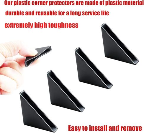 40 قطعة واقي زاوية مثلث أسود 0.24 × 1.38 بوصة واقيات أرفف الطاولة على شكل واقي زاوية زجاجي بلاستيكي للزجاج والخشب والسيراميك والمرآة والبلاط والصفائح المعدنية in Kuwait