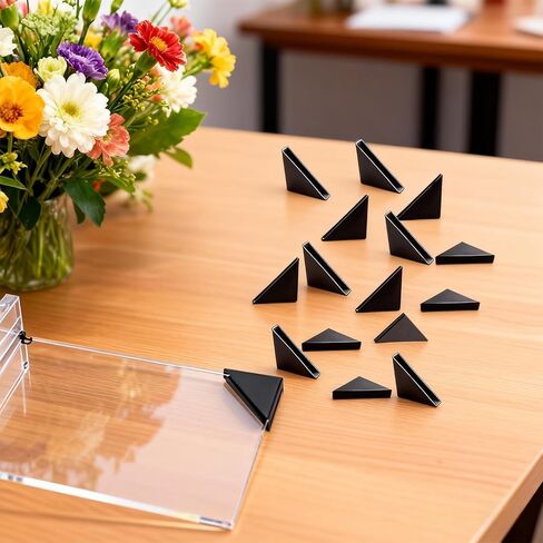 40 قطعة واقي زاوية مثلث أسود 0.24 × 1.38 بوصة واقيات أرفف الطاولة على شكل واقي زاوية زجاجي بلاستيكي للزجاج والخشب والسيراميك والمرآة والبلاط والصفائح المعدنية in Kuwait