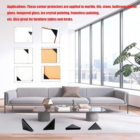 40 قطعة واقي زاوية مثلث أسود 0.24 × 1.38 بوصة واقيات أرفف الطاولة على شكل واقي زاوية زجاجي بلاستيكي للزجاج والخشب والسيراميك والمرآة والبلاط والصفائح المعدنية in Kuwait