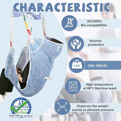 Full Body Patient Lift Sling with Head Support, Padded Mesh Transfer Sling for Elderly & Disabled, Wheelchair– 500 lbs Capacity (7503-dotted Abstract, Medium) in Saudi Arabia