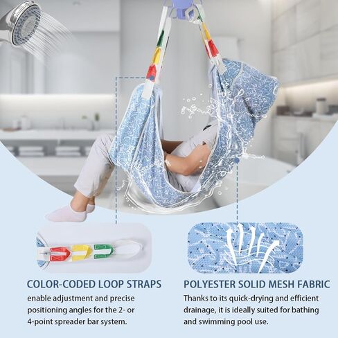 Full Body Patient Lift Sling with Head Support, Padded Mesh Transfer Sling for Elderly & Disabled, Wheelchair– 500 lbs Capacity (7503-dotted Abstract, Medium) in Saudi Arabia