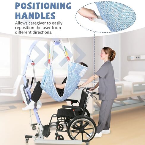 Full Body Patient Lift Sling with Head Support, Padded Mesh Transfer Sling for Elderly & Disabled, Wheelchair– 500 lbs Capacity (7503-dotted Abstract, Medium) in Saudi Arabia