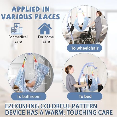 Full Body Patient Lift Sling with Head Support, Padded Mesh Transfer Sling for Elderly & Disabled, Wheelchair– 500 lbs Capacity (7503-dotted Abstract, Medium) in Saudi Arabia