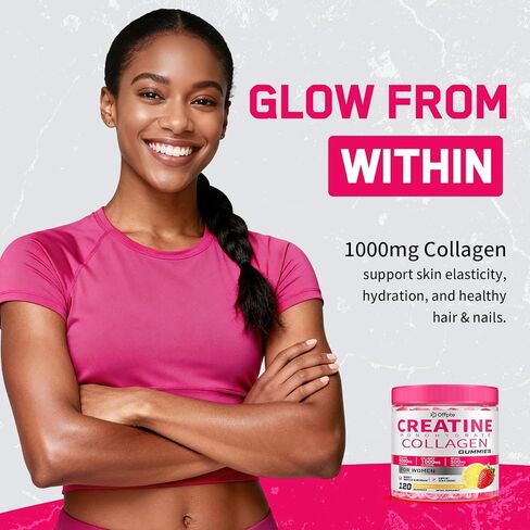 Creatine for Women, 5000mg Creatina Monohidratada Gummies with Collagen & BCAAs for Muscle Recovery, Energy & Skin, Chewable Post-Workout Supplement, Sugar-Free, No Bloating, 4 Gummies Per Day in Saudi Arabia