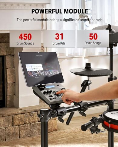 Donner Electronic Drum Set with Bluetooth, Electric Drum Kit with Throne, Headphones, Drumsticks, Melodics Lessons, 450 Sounds E Drum with USB MIDI, 5 Pads and 3 Cymbals Digital Drum, DED-200(2026) in Saudi Arabia