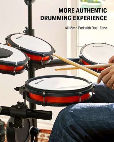 Donner Electronic Drum Set with Bluetooth, Electric Drum Kit with Throne, Headphones, Drumsticks, Melodics Lessons, 450 Sounds E Drum with USB MIDI, 5 Pads and 3 Cymbals Digital Drum, DED-200(2026) in Saudi Arabia