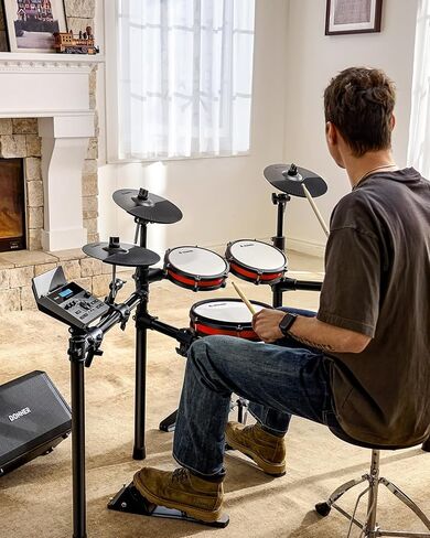 Donner Electronic Drum Set with Bluetooth, Electric Drum Kit with Throne, Headphones, Drumsticks, Melodics Lessons, 450 Sounds E Drum with USB MIDI, 5 Pads and 3 Cymbals Digital Drum, DED-200(2026) in Saudi Arabia