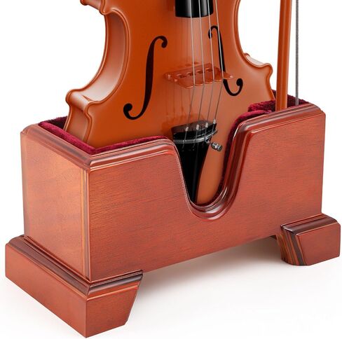 Yinkin Handcrafted Wooden Violin Stand with Bow Holder - Solid Violin Floor Display Stand, Soft Velvet Protection, Elegant Design for Home, Studio or Stage in Saudi Arabia