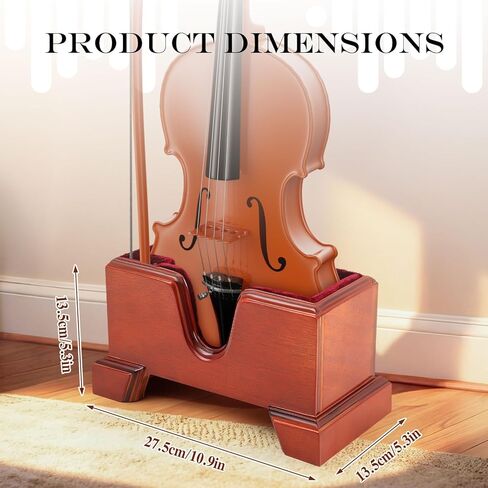 Yinkin Handcrafted Wooden Violin Stand with Bow Holder - Solid Violin Floor Display Stand, Soft Velvet Protection, Elegant Design for Home, Studio or Stage in Saudi Arabia