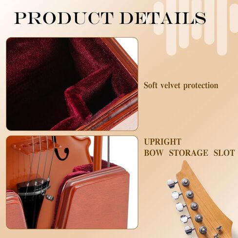 Yinkin Handcrafted Wooden Violin Stand with Bow Holder - Solid Violin Floor Display Stand, Soft Velvet Protection, Elegant Design for Home, Studio or Stage in Saudi Arabia