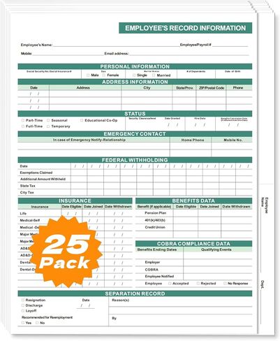 25 حزمة مجلدات ملفات الموظف لتنظيم سجلات موظفي الموظفين ، مجلدات الموظفين الثقيلة ، السرية والوتين ، 11.5 "× 9.5" ، فتحات داخلية ، لورق الخطابات ، مانيلا والأزرق in Kuwait