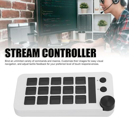 Diyeeni Stream Controller, Macro Keypad for Streaming with 18 Programmable Keys, Customizable Visual AI Pad, Works with OBS, PC and (White) in Saudi Arabia