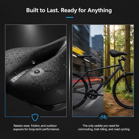 Ascent Bike Saddle Ergonomic Shape for Hip Comfort, Shock-Absorbing Design, Breathable Fabric, Suitable for Road & Mountain Biking, Secure Installation in Saudi Arabia