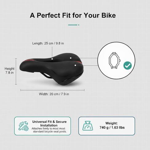Ascent Bike Saddle Ergonomic Shape for Hip Comfort, Shock-Absorbing Design, Breathable Fabric, Suitable for Road & Mountain Biking, Secure Installation in Saudi Arabia
