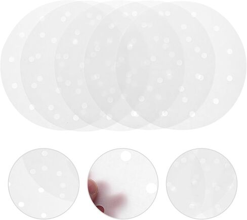 Sosoport 500pcs 6.5-inch Perforated Air Fryer Paper Liners Steamer Liners round Baking Tray Paper for Steaming Dim Sum and Air Fryer Cooking in Saudi Arabia