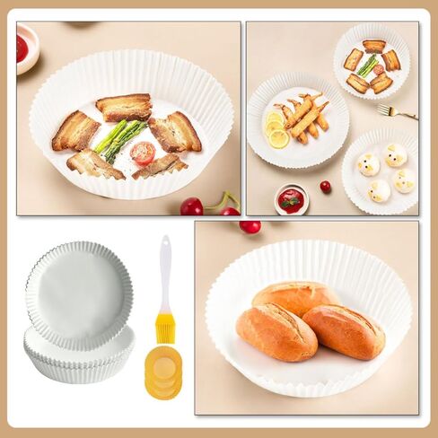 Disposable Air Fryer Paper Liners 50pcs Non-stick Heat-resistant Oilproof Baking Mats for Air Fryer Accessories and One-time Use Baking Random Color in Saudi Arabia