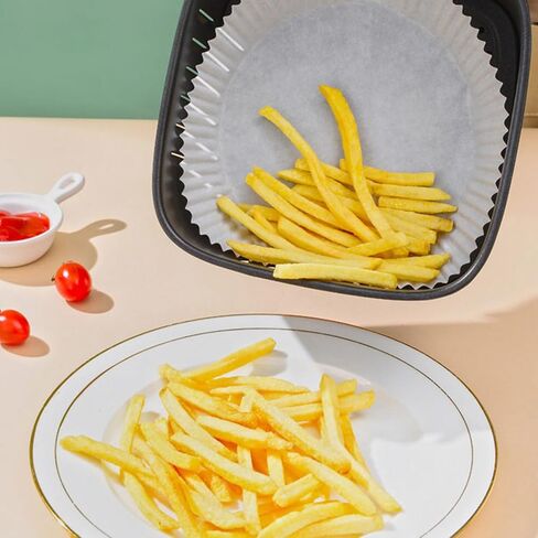 Disposable Air Fryer Paper Liners 50pcs Non-stick Heat-resistant Oilproof Baking Mats for Air Fryer Accessories and One-time Use Baking Random Color in Saudi Arabia