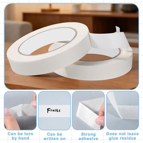 Freezer Tape to Write On, 164 Yards Freezer Tape Writable Surface Removable Low Temperature Resistance,Easy Tear Kitchen Tapes Ideal for Food Containers,Refrigerators(Each Roll 0.78inx164Yard) in Saudi Arabia