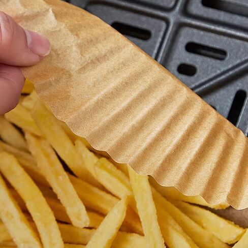 Air Fryer Disposable Oil-Proof Oil-Absorbing Silicone Paper for Baking Grilling Steaming, 50-Pack Brown Round Pan Pads, Heat-Resistant Tear-Resistant Kitchen in Kuwait