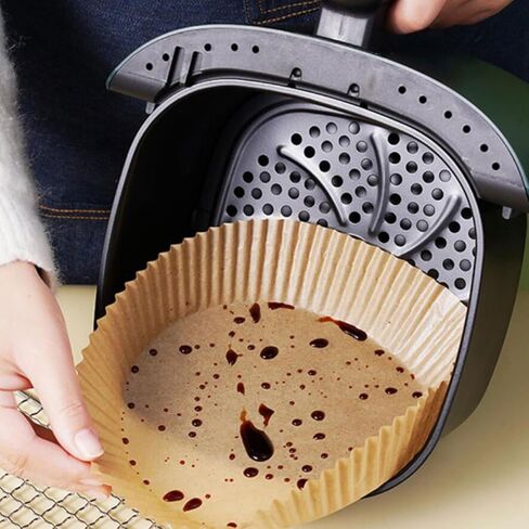 TOYANDONA 100pcs Air Fryer Paper Pads Heat-resistant Food-grade Silicone Oil-absorbing Baking Liners for Disposable Non-stick Air Fryer Trays and Oven Cooking in Saudi Arabia