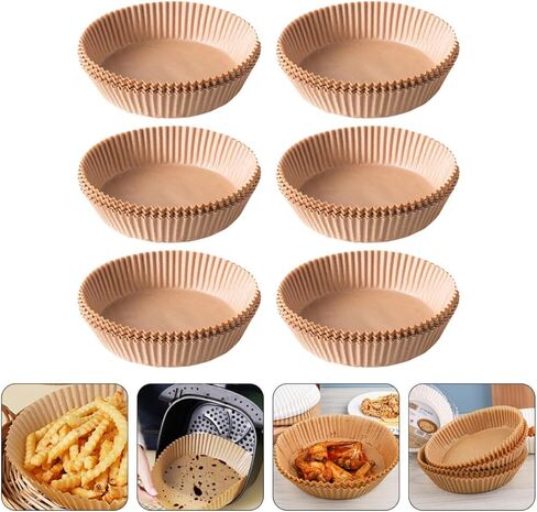 TOYANDONA 100pcs Air Fryer Paper Pads Heat-resistant Food-grade Silicone Oil-absorbing Baking Liners for Disposable Non-stick Air Fryer Trays and Oven Cooking in Saudi Arabia