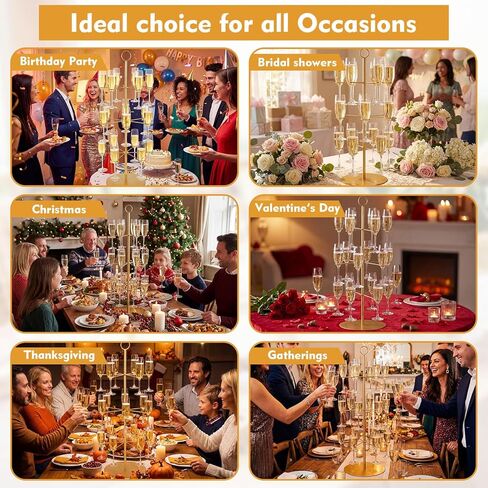 Cocktail Tree Stand for Drinks Champagne Tower for Parties, 3 Tiers 18 Holders Party Bar Wedding Metal Wine Glass Display Holder for Martinis Margarita Gin Wine Bridal Cups(Gold) in Saudi Arabia